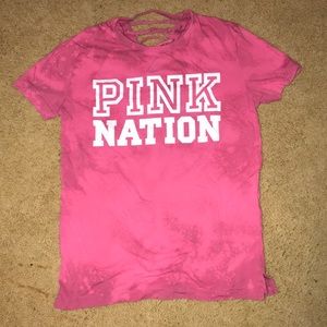 Tie dye pink nation shirt with lace up back